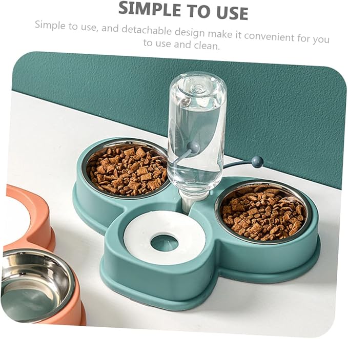 YARNOW Automatic Waterer Feeder Dog Cat Feeder Multi-Function Pet Water Dispenser Skid-Resistant Base Dog Supply Green