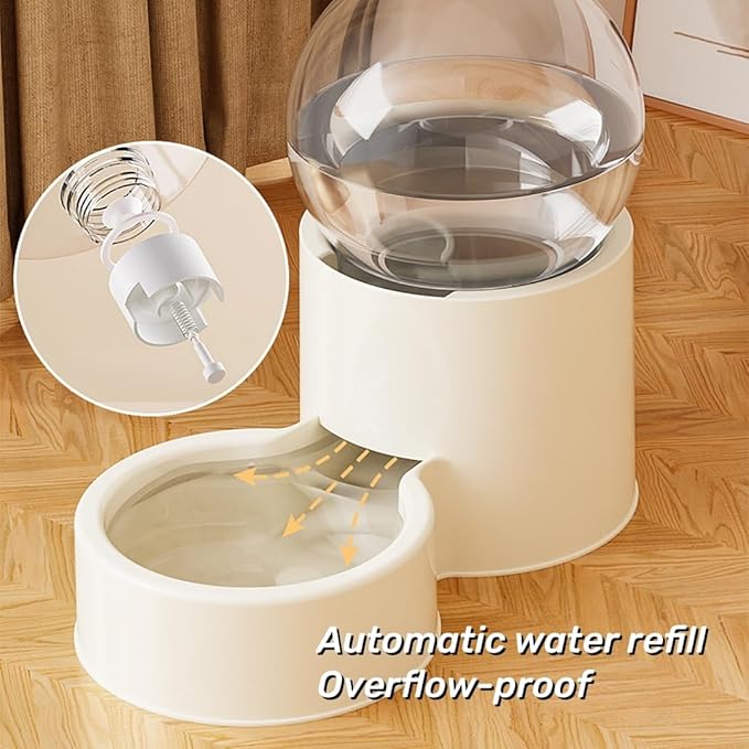 Automatic Pet Feeder and Water Dispenser Set with Pet Food Bowl,Gravity Dog Waterer and Food Feeder for Cats Dogs (Pink)