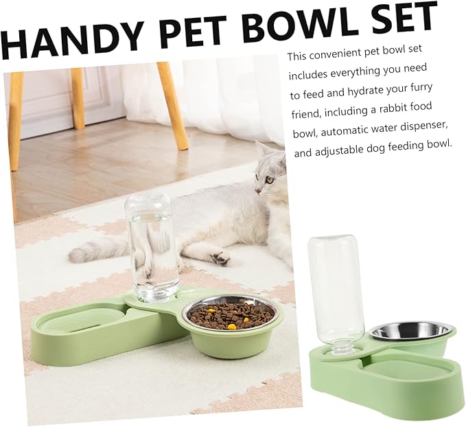 balacoo Dog Bowl Set Double Cat Feeder Automatic Dispenser for Food and -Saving Design Easy Cats and Pets
