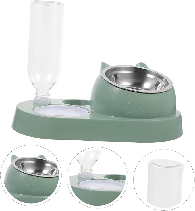 Yardwe Automatic PET Water Dispenser and Food Feeder Set Dual Bowl and Cats Detachable Easy to Clean Plastic for Home Use