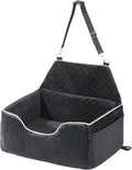 Happybuy Dog Car Seat, Dog Booster Seat for Car with A Storage Pocket, Pet Car Seat with Clip-On Safety Leash, Sponge Filling, Dog Car Bed for Medium & Large Dog up to 55 lbs, Black