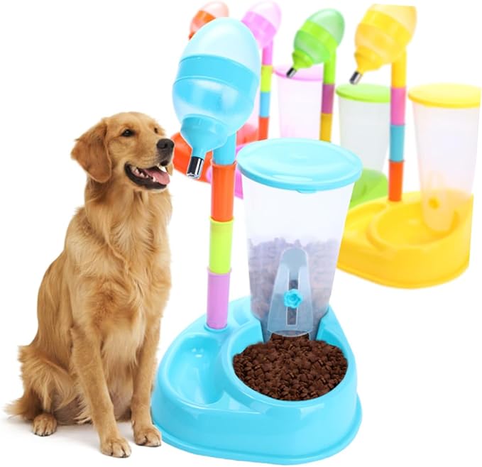 GANAZONO Pet Water and Food Dispenser Automatic Gravity Feed Dog Cat Feeder Mouth for Easy Cleaning