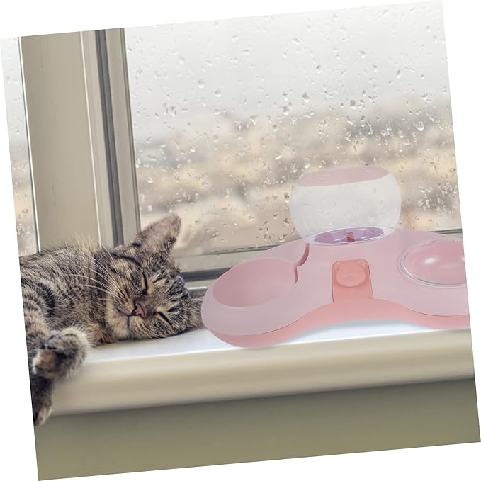SUPVOX 1pc Automatic Pet Feeding Tray Double Bowl for Cats and Dogs Non-Spill Design Easy to Practical Food and Water Dispenser for Busy Pet Owners