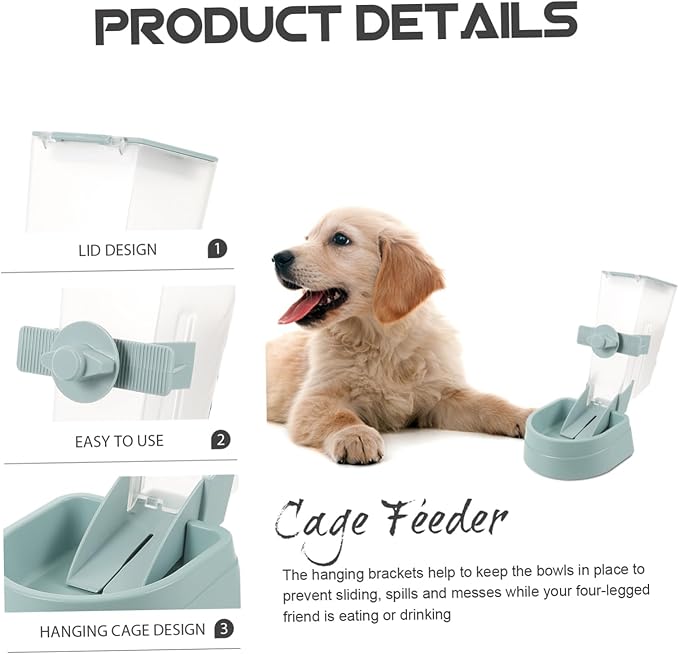 2L Hanging Automatic PET Feeder for Dogs and Cats Dispenser in Blue for Cages Easy to Use Suitable for Puppies and Kittens