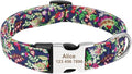 Personalized Dog Collar Nylon Print Dog Collars Customized Puppy Pet Collar Engraved Name ID for Small Medium Large Big Dogs Pug 019 Purple L