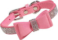 Totority Rhinestone Pet Dog Collar with Bowknot Adjustable Pink Large Collar 51x2.5cm for Cats and Dogs Suitable for Daily Wear and Training
