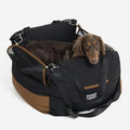 FUNNY FUZZY Waterproof Dog Car Seat for Small & Medium Dogs Up to 35lbs, Detachable & Washable Pet Booster Seat with Leash, Thick Cushion, Storage Pockets & Adjustable Straps (Black)
