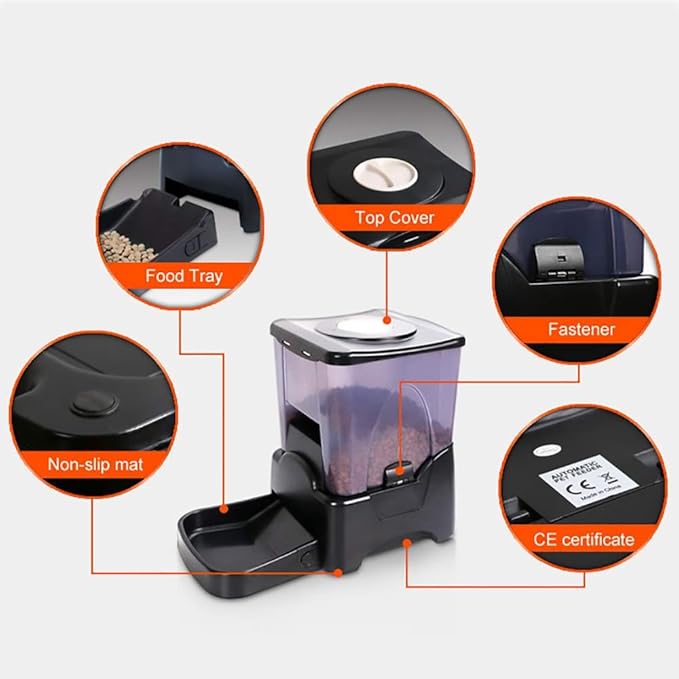 Pet Automatic Feeder Dog and Cat Intelligent Timing Feeder LED Clock Display Leaker 10L Large Capacity Portable