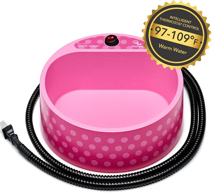 Heated Pet Bowl, Outdoor Pet Thermal Water Bowl, Dog Cat Heated Water Bowl with 69 Inch Chew Resistant Cord and Waterproof ON/Off Switch
