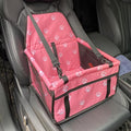 Pet Car Seat for Ford EcoSport III II I 3.Gen/2.Gen/1.Gen 2004-2022 2023 2024 2025 2026 Dog Car Seat with Leash Portable Dog Bed for Car Washable Foldable Car Pet Bag,Pink Footprint