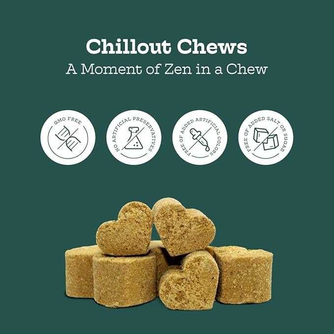 Moe’s Calming Chews for Dogs 90ct – Natural Anxiety Relief with Hemp, Chamomile, and Tryptophan – Calming Dog Treats for Separation, Fireworks, Travel and Storms (Chicken)