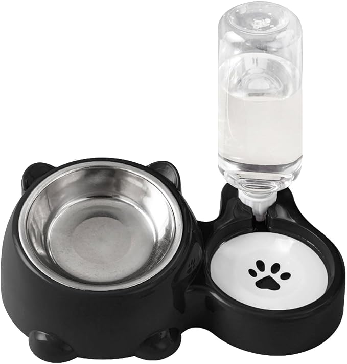 Anti Tip Pet Food Water Bowl Set Automatic Dispenser Bottle Detachable Metal Dish Ergonomic Raised Feeder for Cats Dogs Automatic Water Dispenser Dog Dish