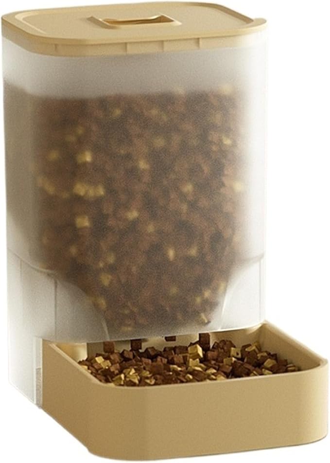 Automatic Gravity Pet Feeder with Water Bottle - Food Storage and Drinking Dispenser for Dogs and Cats(Yellow Feeder)