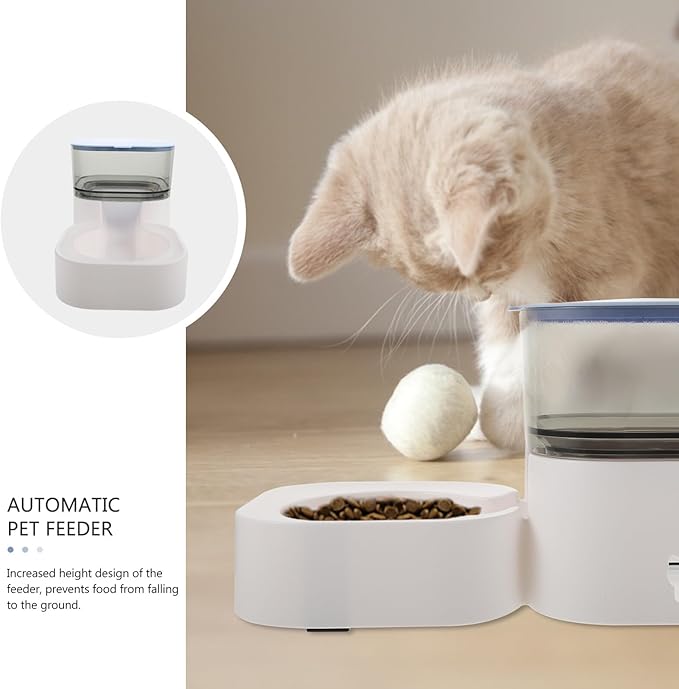 Healifty Automatic Pet Feeder Bowl with Detachable Food Container Non-Slip Blue Cat and Dog Food Dispenser Washable Household Feeding Supplies for Pets