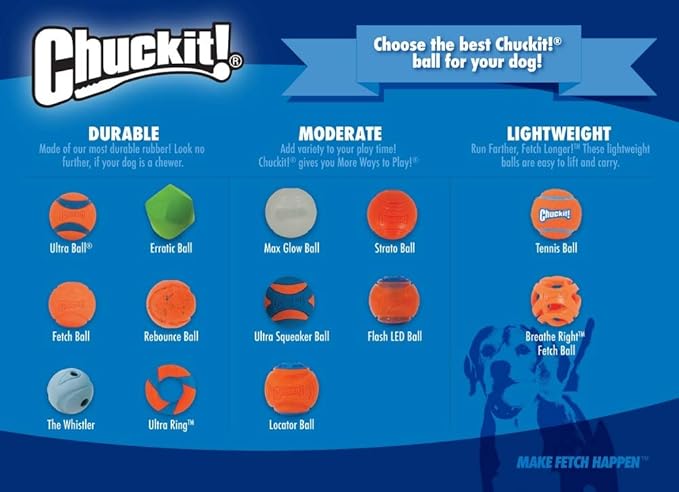 ChuckIt! High-Bounce Rubber Fetch Ball, Small (Colors Vary) 2 Pack
