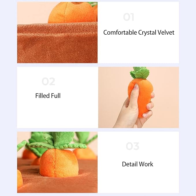 Carrot Dog Toy, Snuffle Mat for Dogs Toy Carrot, Interactive Carrot Dog Puzzle, 2 in 1 Non-Slip Nosework Feed Games, Dog Carrot Toy Pet Stress Relief with 12 Carrots(1)