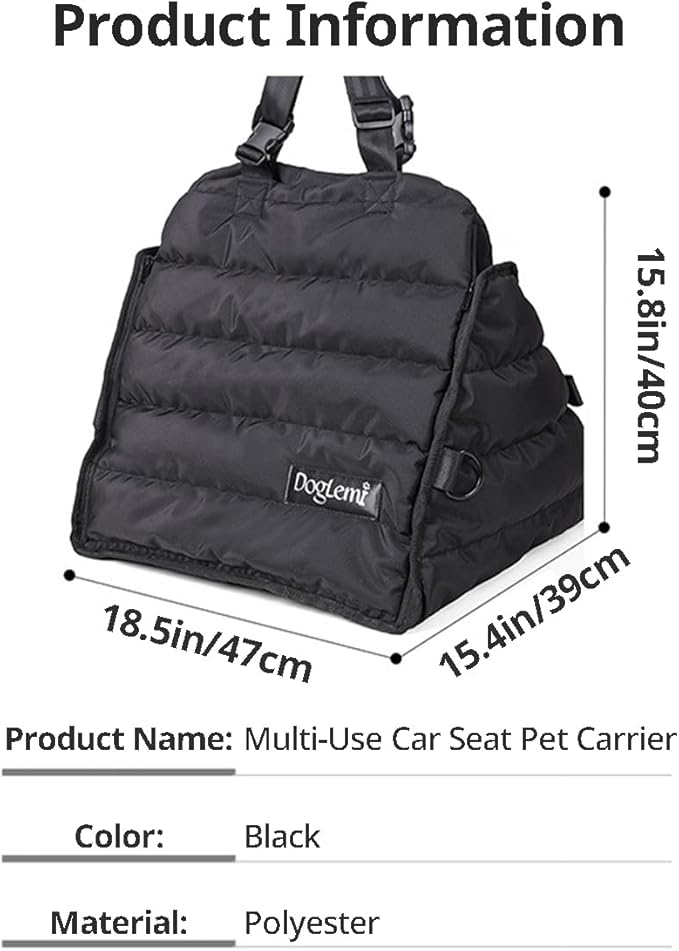 MANON ROSA Dog Car Seat Carrier Bag & Clip-On Convenience Travel Bed & Waterproof Mat A Premium Multi-Use Solution for Small Medium Dogs Cats Puppies