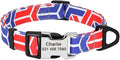 Personalized Dog Collar Nylon Print Dog Collars Customized Puppy Pet Collar Engraved Name ID for Small Medium Large Big Dogs Pug 160 Blue S