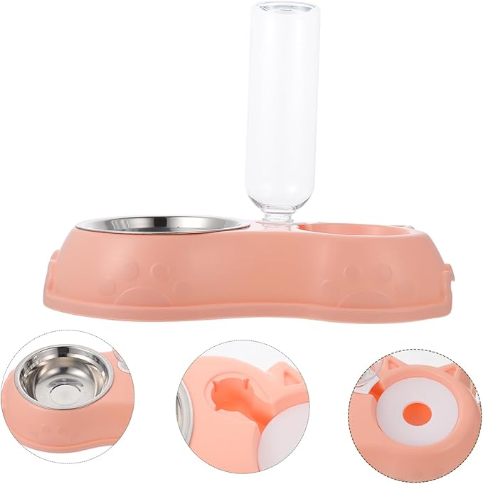 Kisangel 1set Automatic Pet Feeder and Water Dispenser Detachable Dual Bowl for Cats and Dogs Easy to Practical Design for Home and Pet Shops