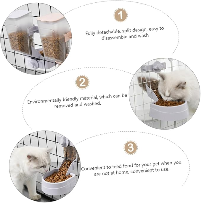 1pc Hanging Pet Feeder Automatic Dog and Cat Food Container Removable Bowl for Easy Feeding Gray Color for Pet Crates and Cages Prevents Spills and