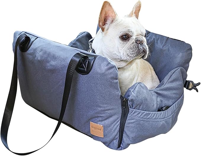 Pet Car Booster Seat, Portable Dog Car Travel Carrier Bed, Waterproof Dog Booster Seat for Car with Storage Pockets, Washable Small Dog Car Seat(Grey)