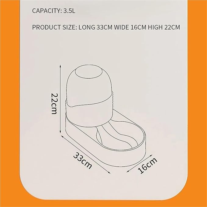 Automatic Pet Feeding Bowls Cat Water Dispenser Pets Feeder 3.5L Large Capacity Dog Food Drinking Fountain Bowl(Orange)