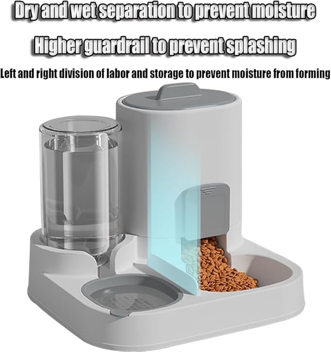 Automatic Pet Feeder for Cats and Small Dogs - 2-in-1 Food and Water Dispenser with Stainless Steel Bowl for Dry Food - Perfect for Small/Medium Dogs, Puppies and Kittens,Green