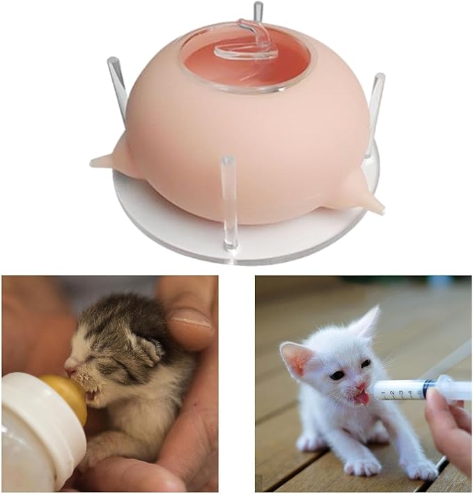 Nursing Station, Pet Feeding Device, Device Whelping, Acrylic Portable Puppy Kitten Dogs Pet Feeder for Kitten Doggie, Pink