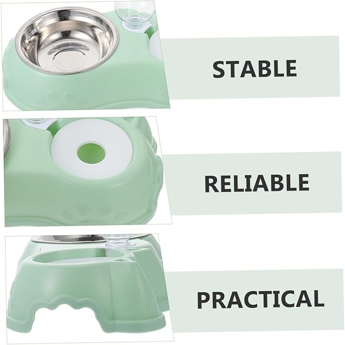 Luxshiny 1Set Pet Dual Feeder Automatic Dog Water Food Dispenser Non Slip Base Opaque Design for Freshness for Dogs and Cats