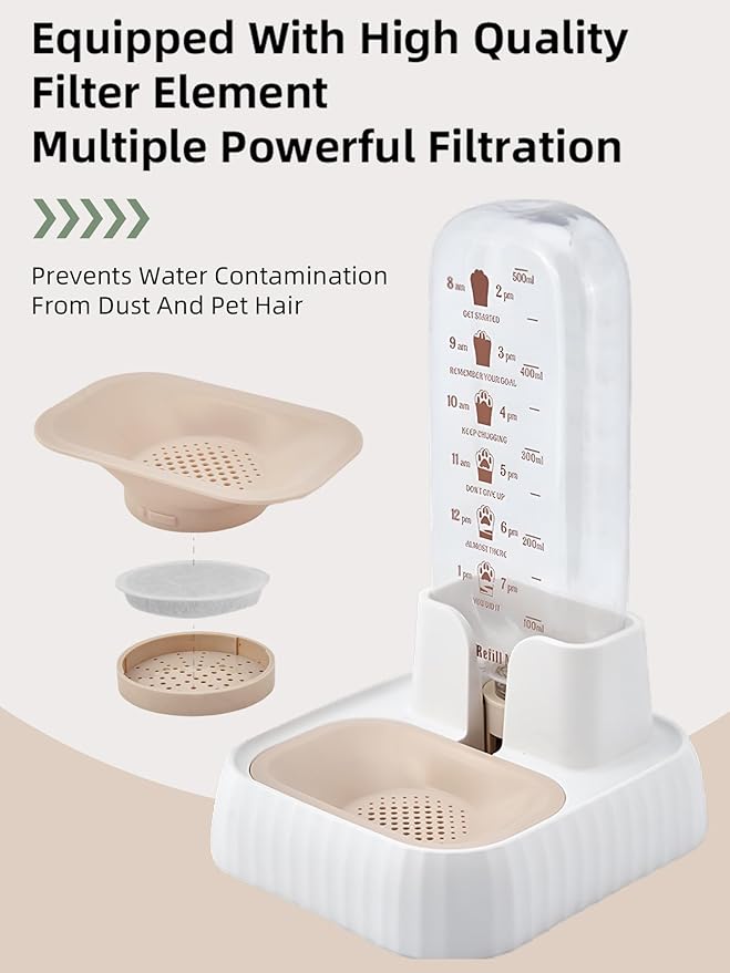 Cat Water Dispenser - Water Dispenser for Dogs -Cat Water Dowl - Automatic Pet Water Dispenser - Dog Water Dowl (White)