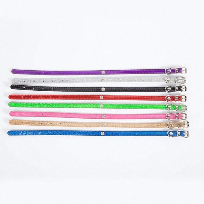 Lakke Bling Sequin Puppy Dog Collar Cat Necklaces Supplies Solid Nylon Durable Walking Running Necklaces Silver M
