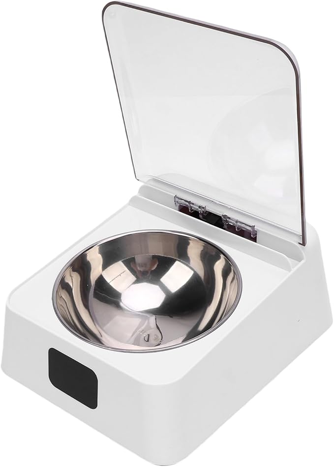 Smart Dog Cat Feeder, Infrared Sensor Lid Opening Automatic Pet Feeder with Removable Bowls, Digital Display, Large Capacity, USB Charging, Prevent Food Pollution