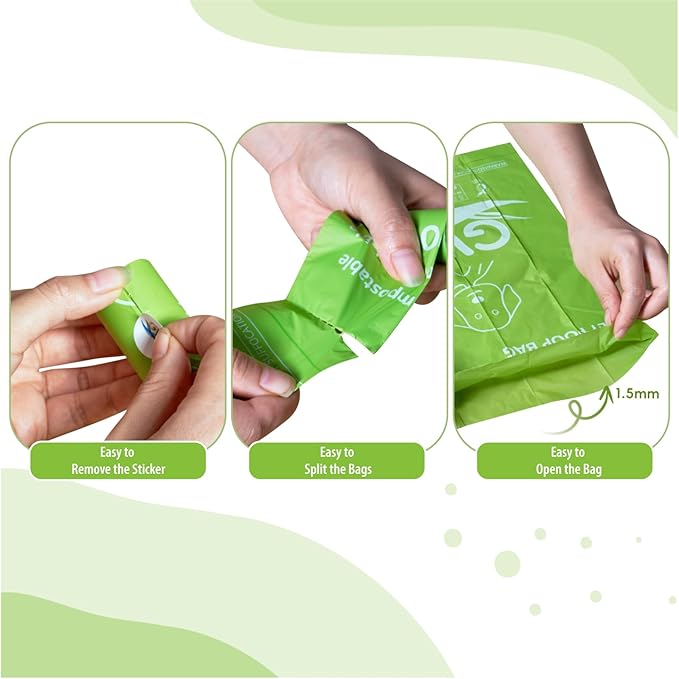 GWT Dog Poop Bags Biodegradable 100% Certified Home Compostable 120 Counts 9"x13" Pet Waste Bags- ASTM D6400 & EN 13432 Compliant -Plant Based Poop Bags for Pet Cat Dog Doggie (8 Rolls)