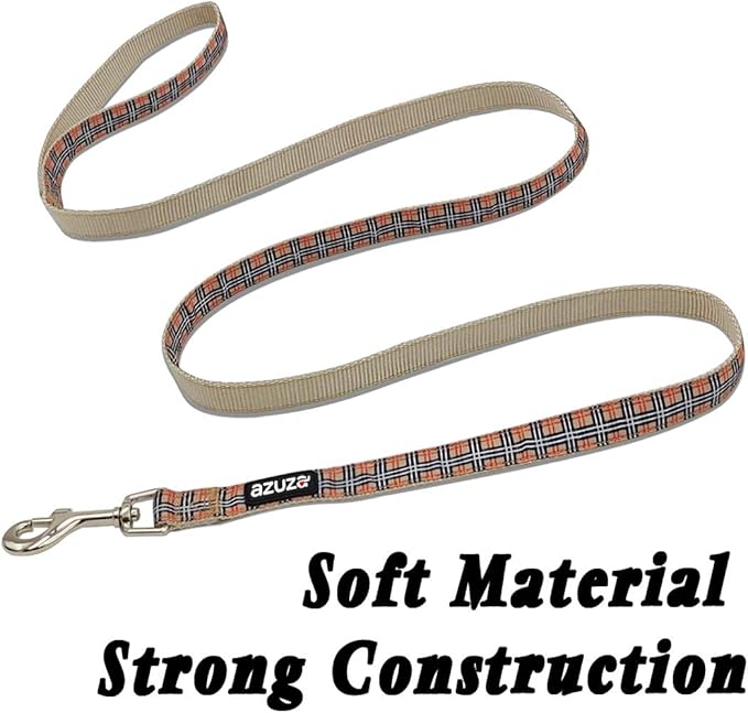 azuza Dog Collar and Leash Set, Classic Plaid Dog Collar with Matching Leash for Small Dogs, Great for Christmas, New Year, Festivals and Daily Use