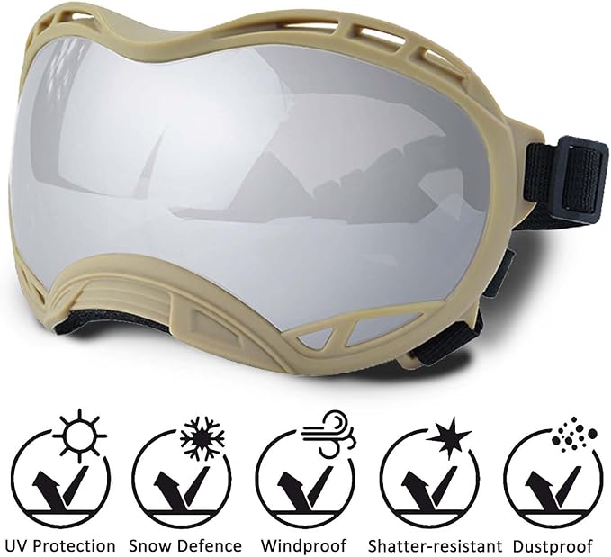 Dog Sunglasses,Doggles Anti-UV Protection,Pet Sunglasses with Adjustable Strap,Suitable for Motorcycle Car Driving Bike Riding Hiking Swimming Wind Dust Fog Dog Eye Protection
