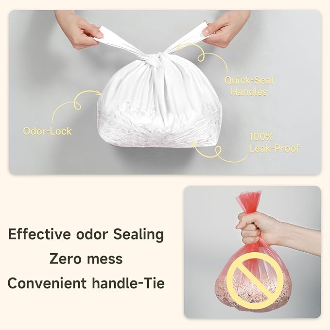 Odor-Sealing Dog Poop Bags with Handles 160 Count Pet Waste Bags, Large Capacity & Unscented Poop Bags for Dogs or Cat Litter, Conceals Smell & Mess (White)