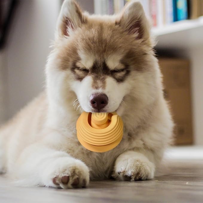 Dog Interactive Snuffle Ball 85mm Orange Rubber Treat Dispensing Puzzle for Outdoor Training and Puppy Diversion