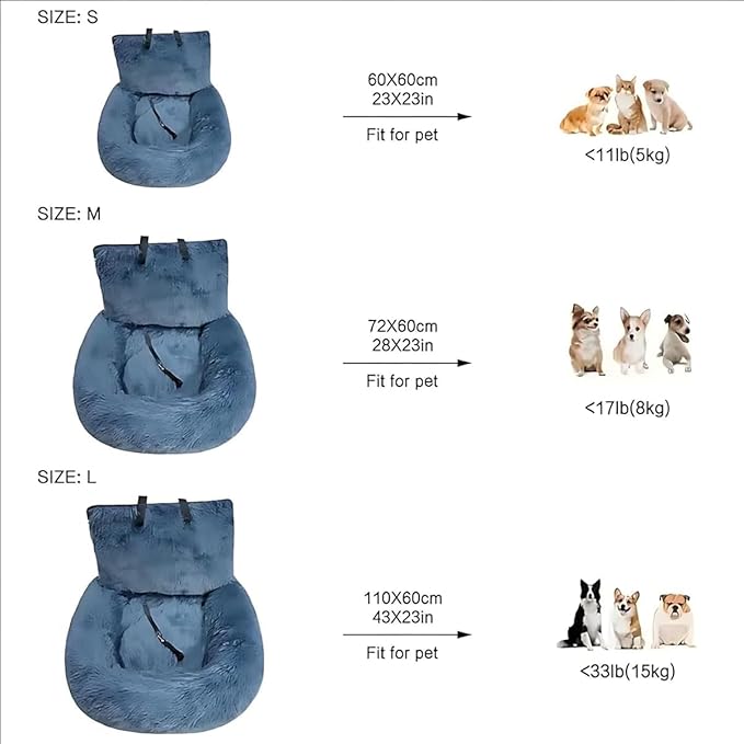 Car Seat, Dog Bed for Car with Removable Cushion, Dog Cars Bed with Thick Cushion, Waterproof, Easy to Clean & Install in All Vehicles for Large Small Dogs (Light Gray,23.6 * 23.6in)