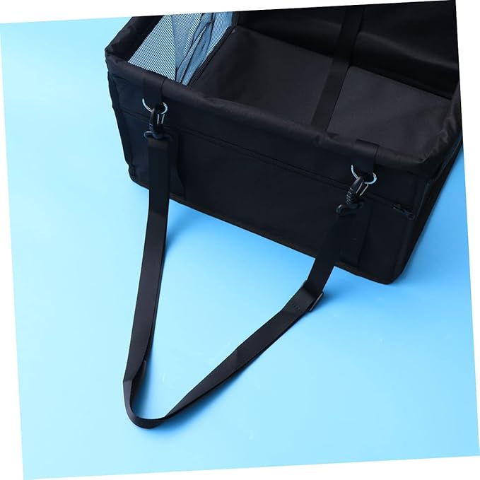 Breathable Mesh Dog Car Seat with Design Safety Leash and Thick Support Rods for Pet Travel Compatible with Harnesses Black Color(Black)