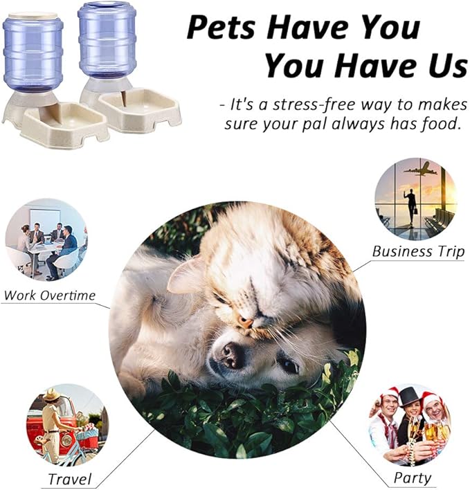 QLING Pet Water Dispenser Automatic for Dogs Cats, 100% BPA-Free, Gravity Refill, Easily Clean, Self Feeding for Small Large Pets Puppy Kitten Rabbit Bunny