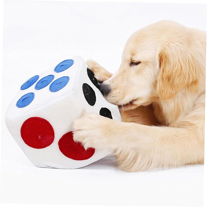 SUPVOX Plush Dog Dice White Sniffing Training Enrichment for Pets Soft Funny Nosework Snuffle for Interactive Play