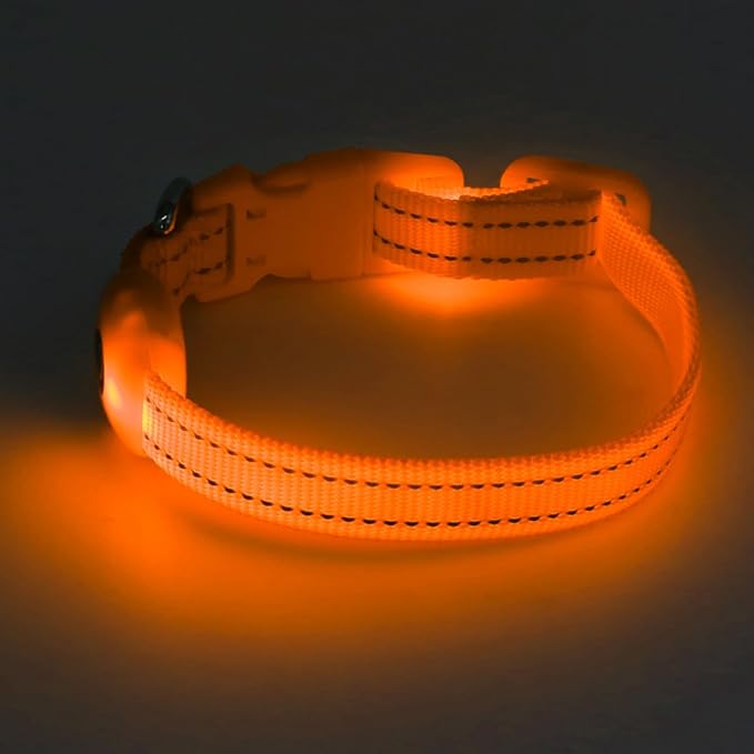 Candofly Light Up Dog Collar, USB Rechargeable Glowing Puppy Collar, Dog Camping Essentials - LED Collars for Night Walking (X-Small, Orange)