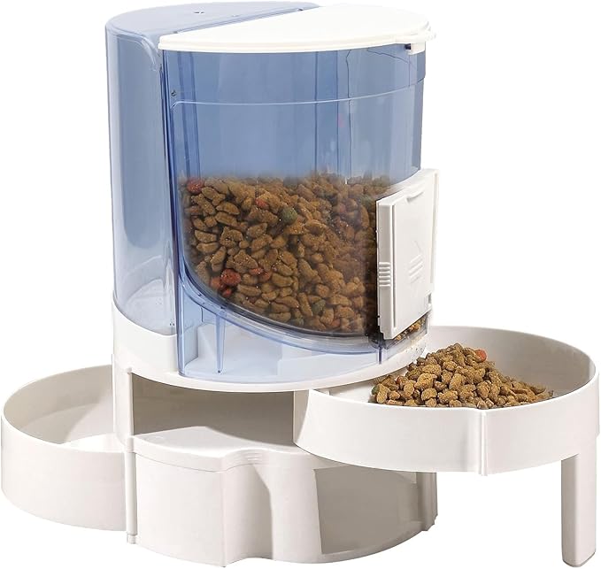 Automatic Pet Feeder Water Dispenser Double Layer Dry Wet Separate 1.3lbs Food 1.3L Water ABS PP Material Rotating Storage Elevated for Small Medium Pets (Light Blue)