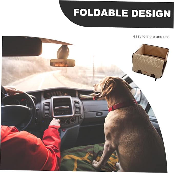 Angoily Dog Car Seat Cushion Pet Front Seat Mat for Car and Home Use Beige Color Easy to and Store
