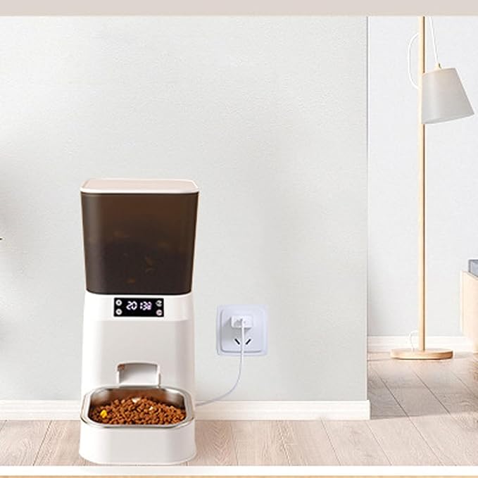 Pet Feeder Pet Smart Automatic Feeder 4.5L Dry Food Dispenser Feeding Machine with Recording Dual Power Supply Compatible with Cats and Small Dogs Pets Supplies(Button Type)
