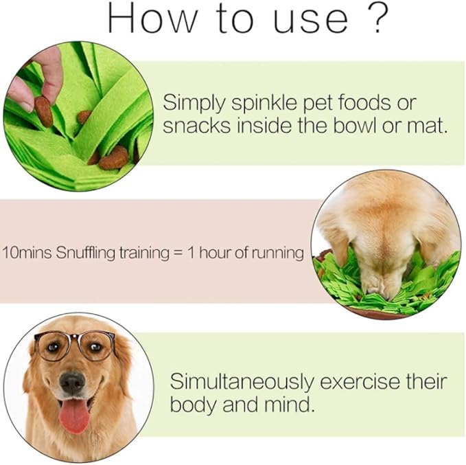 Snuffle Mat for Dogs Dog Feeding Mats Dog Puzzle Toys Pet Snuffle Bowl Cat Snuffling Nose Work Mat Dog Training Mats Activity Fun Play Mat for Encourages Natural Foraging Skills,Yellow