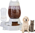 Automatic Cat & Dog Feeder Set - Self-Dispensing Food and Water Bottle Dispenser, Large Capacity (Grey)