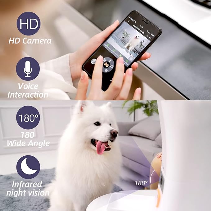 12L 5G WiFi Aautomatic Dog Feeder Large Breed & Automatic cat feeders 1080P Full HD Pet Camera Treat Dispenser Food Dispenser