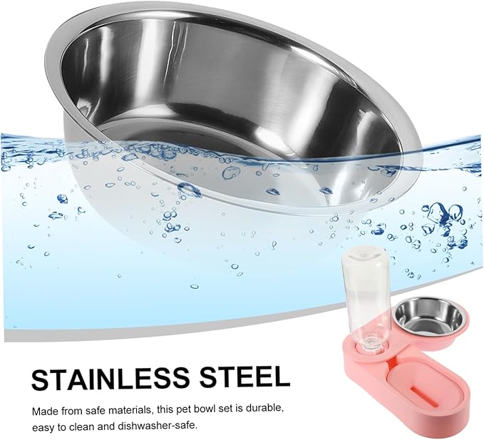 Stainless Steel Cat Bowl Stand 2-in-1 Pet Feeder Automatic Water Dispenser for Cats Dogs