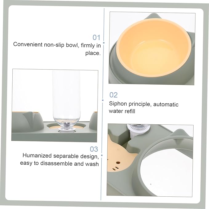 Mipcase Pet Double Bowl Feeder Automatic Dispenser Dog Cat Food and Water Dispenser Random Style
